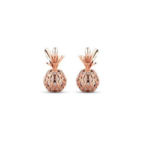 Pina Colada | Rose Gold Vermeil | CZ Diamond Pineapple Earrings